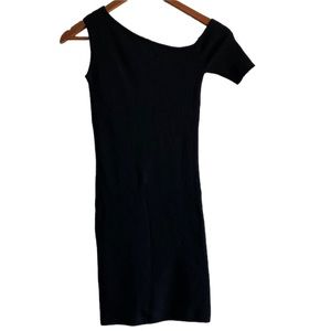 Kendall + Kylie Asymmetrical Knit Dress Black XS Women’s